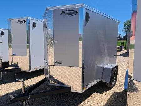 New 2026 Formula Trailers 5 x 8 x 6 Traverse Flat Top V-Nose Enclosed Cargo with 3K GVWR, Black Aluminum Wheel Assembly - ST205/75R15 Tires. Composite Silver Finish