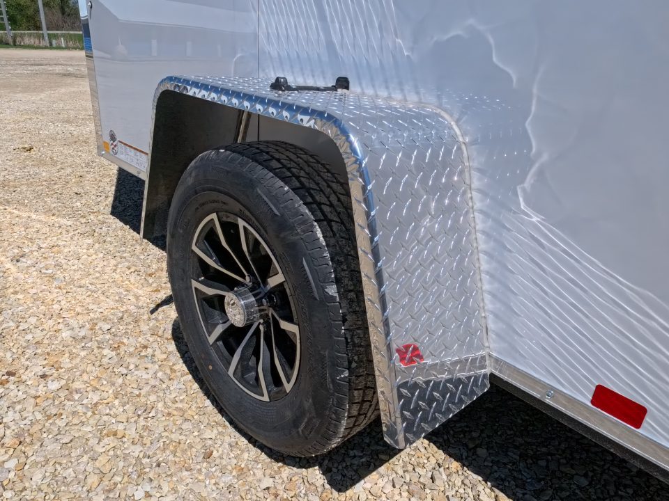 New 2026 Formula Trailers 5 x 8 x 6 White Traverse Flat Top V-Nose Cargo / Enclosed with 3K GVWR, Black Aluminum Wheel Assembly, Rear Flare, D-Rings