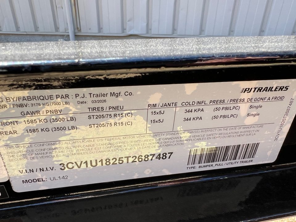 New 2026 PJ Trailers 14' Utility UL Utility Trailer
