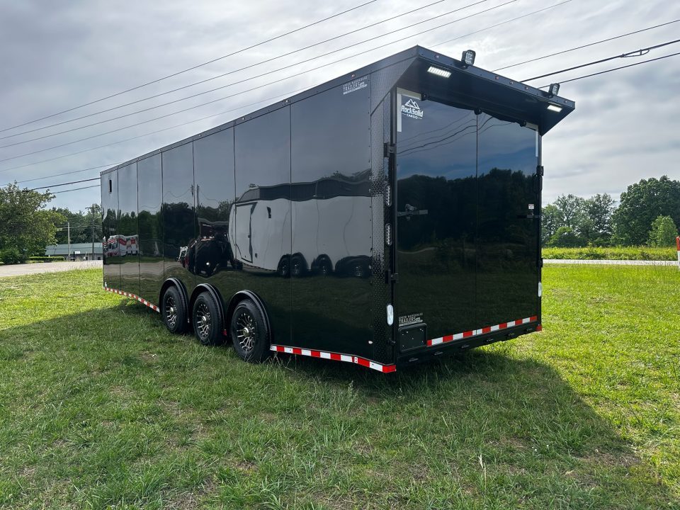 New 2026 Rock Solid Cargo 8.5x28 Race Trailer-Finished Interior-7'6" Interior-Triple 7000 TORSIONS -HD RAMP-AWNING