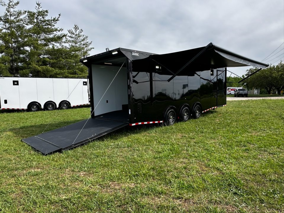 New 2026 Rock Solid Cargo 8.5x28 Race Trailer-Finished Interior-7'6" Interior-Triple 7000 TORSIONS -HD RAMP-AWNING