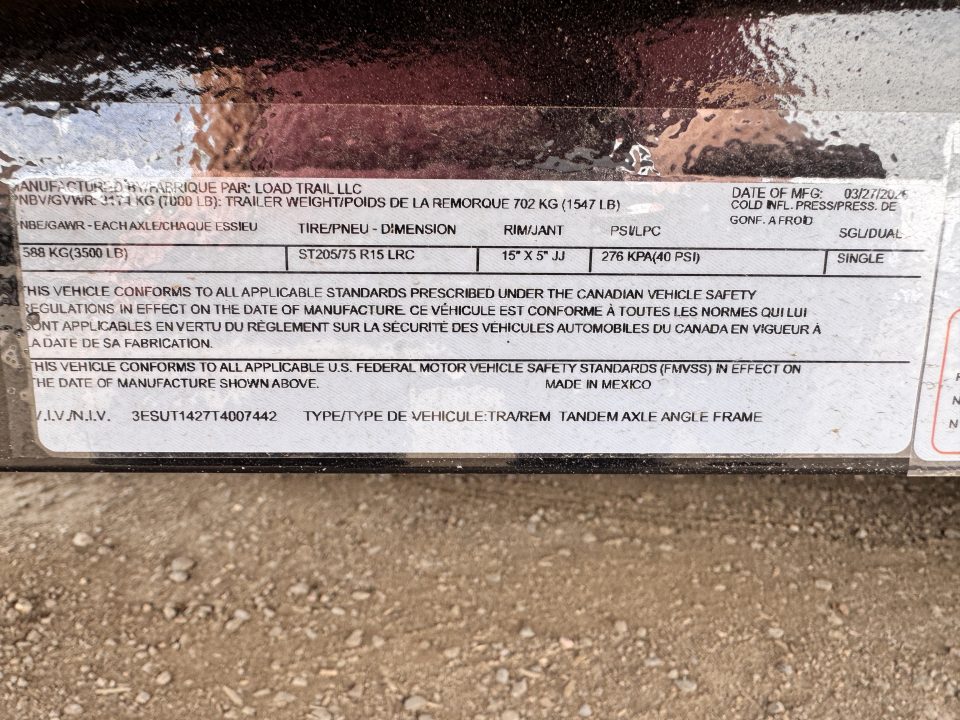 New 2026 Load Trail 7-14 Tandem Axle Ramp Gate Utility 7K GVWR