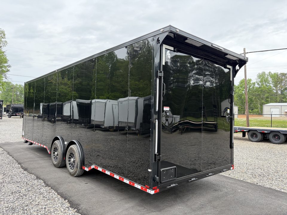 New 2026 Spartan 28' "Pro-Series" - BATHROOM Race Trailer, PolyCor, 7'4" Interior, 14K GVWR Torsion Spread Axles, A/C, Rubber Coin PKG