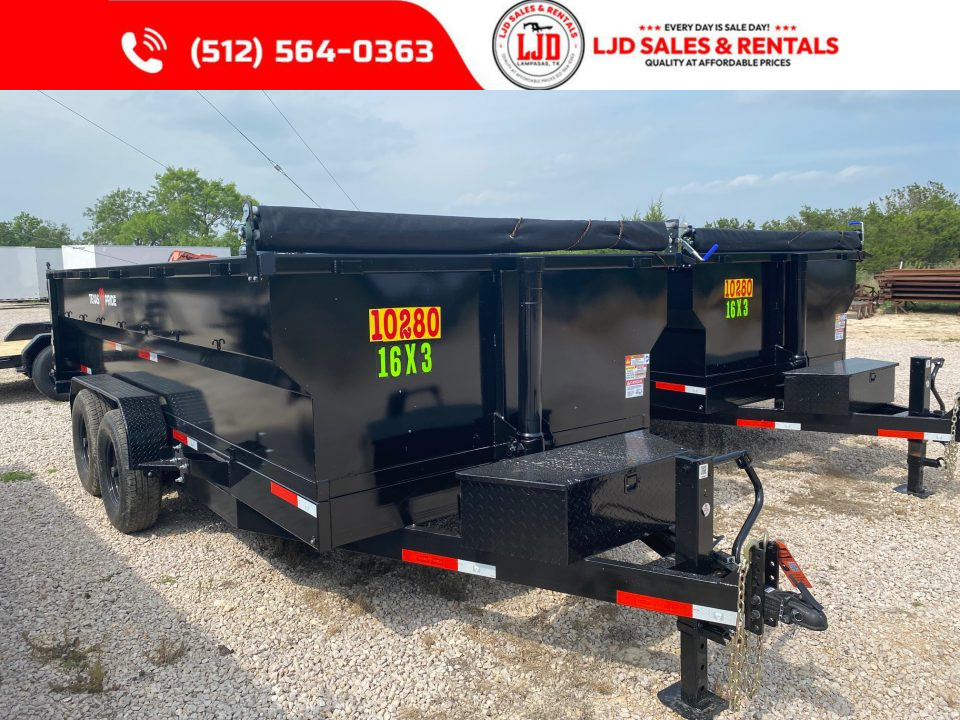 New 2026 Texas Pride -Tarp - 16'x3' Dump Trailer- Ramps - 3/16" Floor
