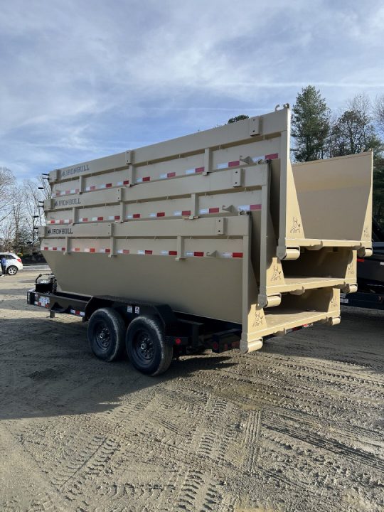 New 2026 IRON BULL / ROLL-OFF DUMP TRAILER / BUMPER PULL / 2-7,000# AXLES / 20 K WARRIOR WINCH / WITH 3-16' DUMP BINS