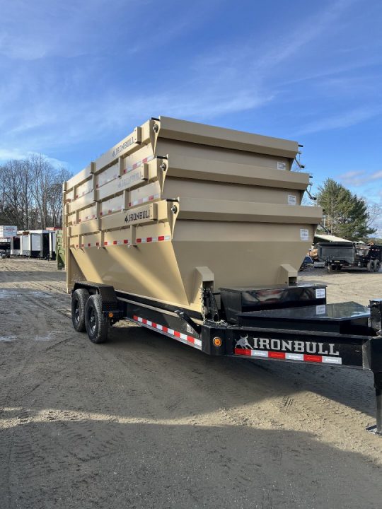 New 2026 IRON BULL / ROLL-OFF DUMP TRAILER / BUMPER PULL / 2-7,000# AXLES / 20 K WARRIOR WINCH / WITH 3-16' DUMP BINS