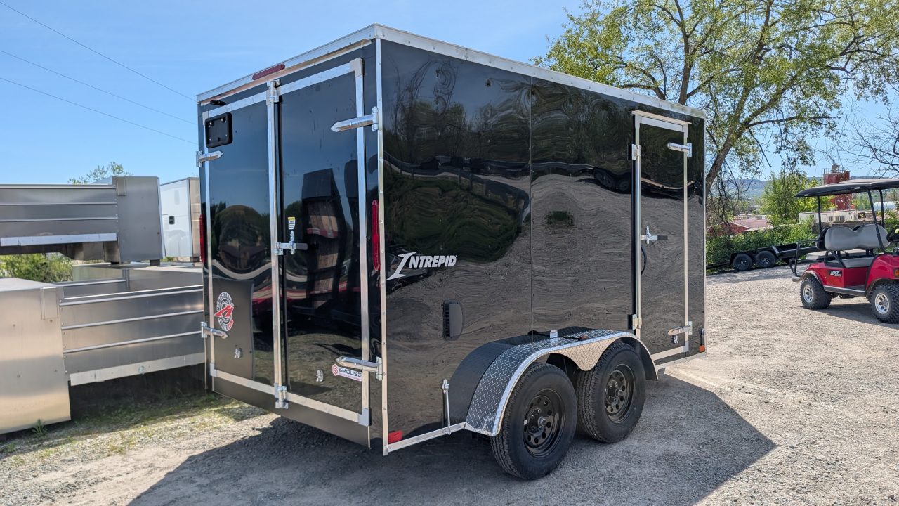 New 2026 Homesteader 7x12 Tandem Intrepid V-Nose Cargo Trailer w/ Barn Doors