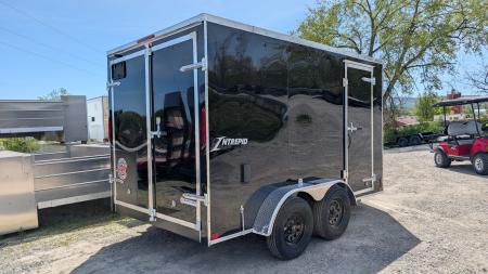 New 2026 Homesteader 7x12 Tandem Intrepid V-Nose Cargo Trailer w/ Barn Doors