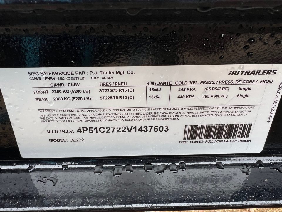 New 2027 PJ Trailers 22' CE Equipment Equipment Trailer