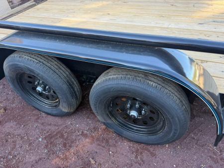 New 2026 Top Hat Trailers 83X16 Pipe Rail Utility Flatbed Trailer Pull out Ramps