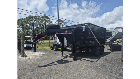 New Gooseneck Roll off 7K w/Electric Brake Axles & a 15K Industrial Winch wtih 14 Ply Tires with 2 12 Yard Roll Off Containers