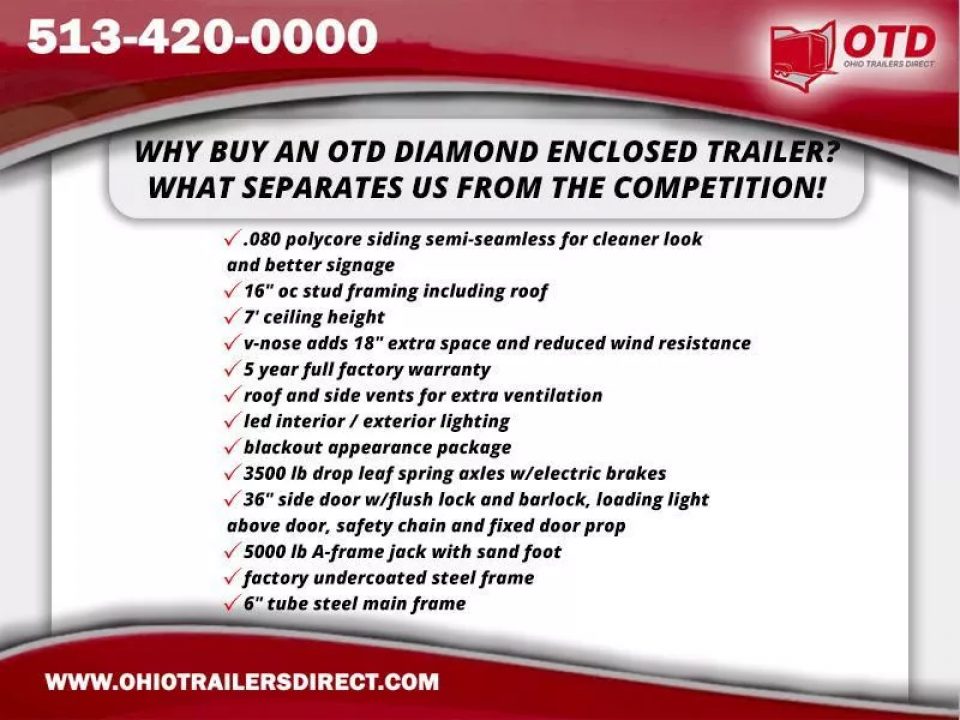 New 2026 Diamond Cargo 8.5' x 20' TA V-Nose Enclosed Trailer / 5 Year Warranty
