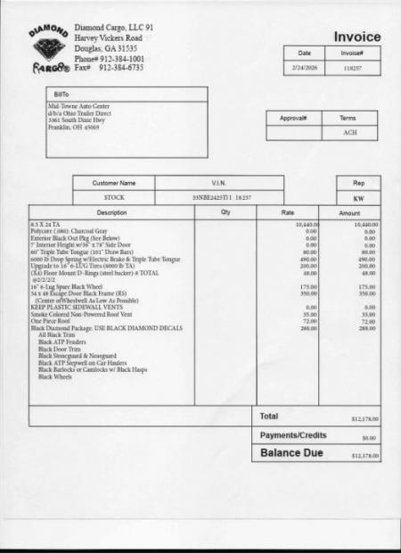 New 2026 Diamond Cargo 8.5' X 24' TA V-Nosed Enclosed Trailer/ 5 Year Warranty