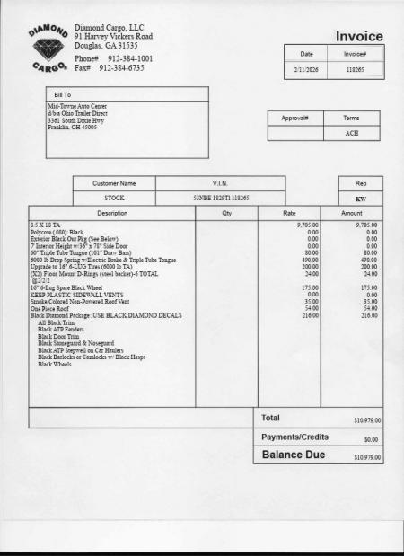 New 2026 Diamond Cargo 8.5 x 18' TA V-Nose Enclosed Trailer / 5 Year Warranty