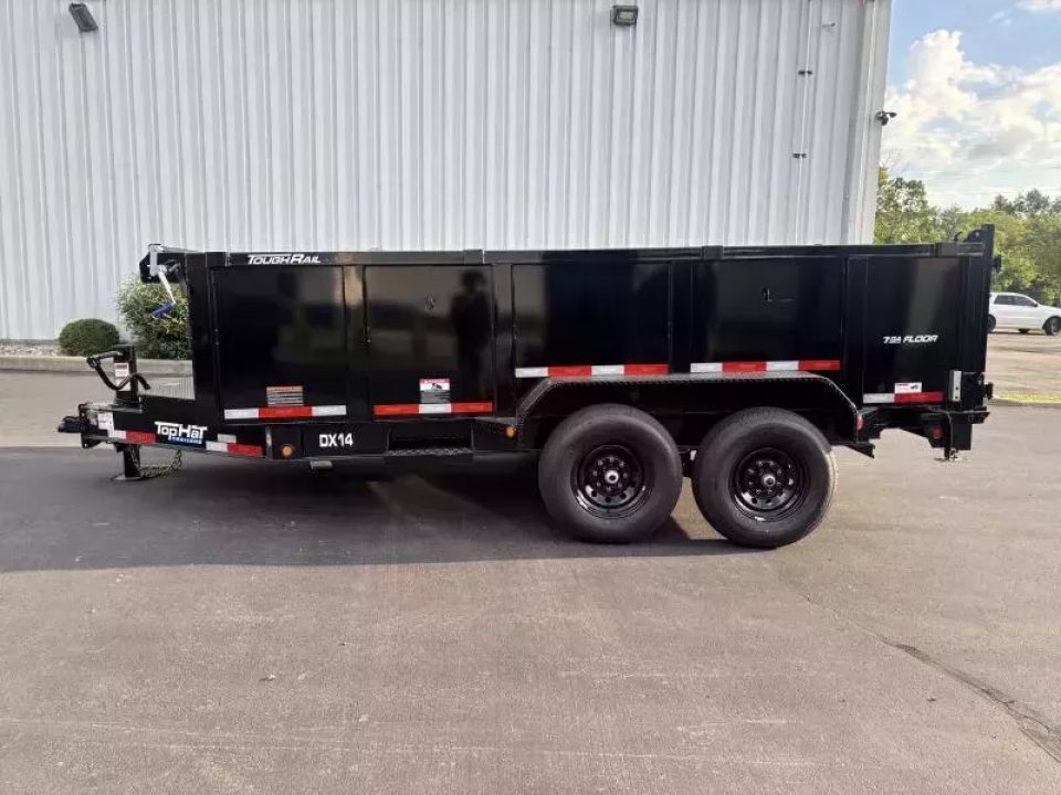 New 2026 Top Hat Trailers 7'x14' DX 14 / 3 FT SIDES/ 7 GUAGE METAL Dump Trailer