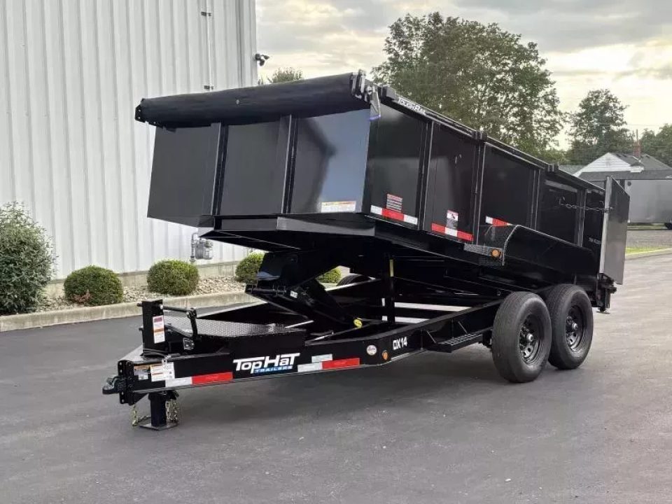 New 2026 Top Hat Trailers 7'x14' DX 14 / 3 FT SIDES/ 7 GUAGE METAL Dump Trailer