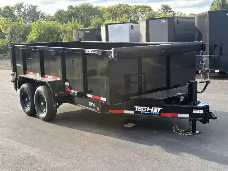 New 2026 Top Hat Trailers 7'x14' DX 14 / 3 FT SIDES/ 7 GUAGE METAL Dump Trailer