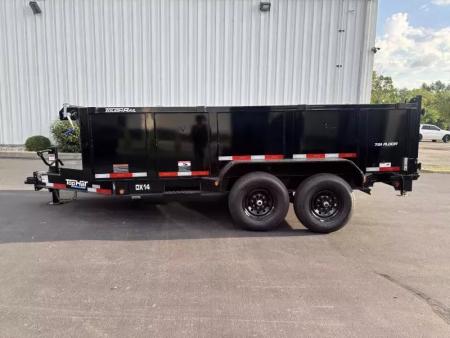 New 2026 Top Hat Trailers 7'x14' DX 14 / 3 FT SIDES/ 7 GUAGE METAL Dump Trailer