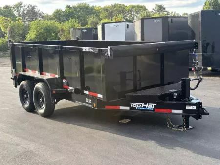 New 2026 Top Hat Trailers 7'x14' DX 14 / 3 FT SIDES/ 7 GUAGE METAL Dump Trailer