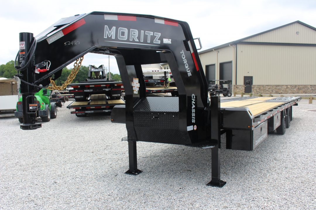 New 2026 Moritz FDGH Hydraulic Tail 30' GOOSENECK Deckover Flatbed Trailer- 25900# GVW