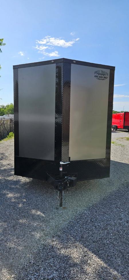 New 2026 Family Trailer 7x14 Tandem Axles Cargo / Enclosed Trailer- Screwless Exterior- Blackout Pkg- Rear Spoiler- HD Axles