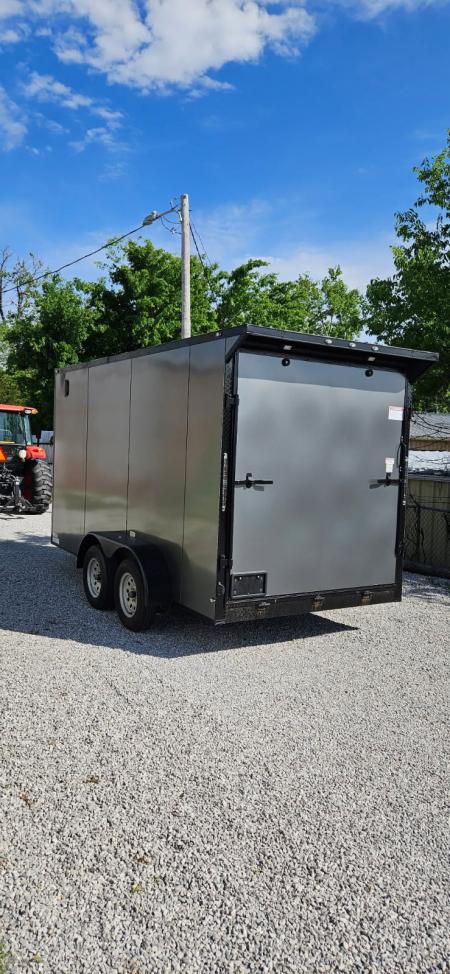 New 2026 Family Trailer 7x14 Tandem Axles Cargo / Enclosed Trailer- Screwless Exterior- Blackout Pkg- Rear Spoiler- HD Axles