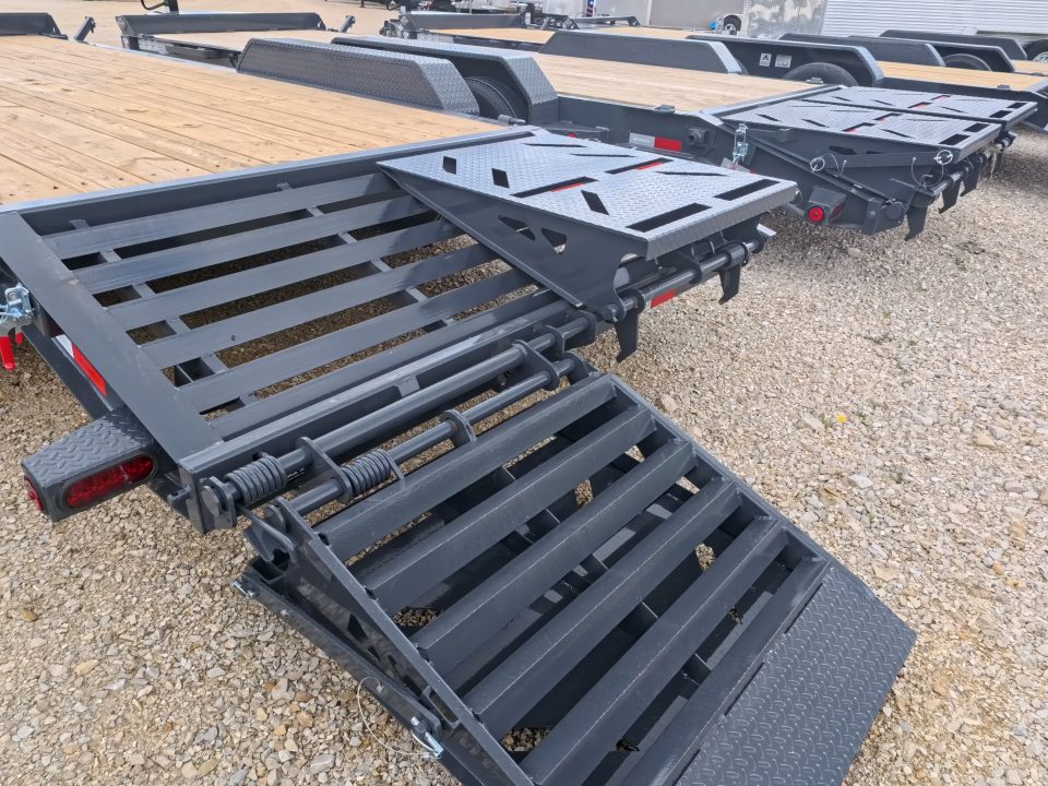 New 2026 Iron Bull 83x20 EWB Equipment Trailer, 2) 7K Straight Axles with 2 Elec. Fwd. Adj. Brakes, 3' Self Cleaning Dove Tail w/ Rampage Ramps