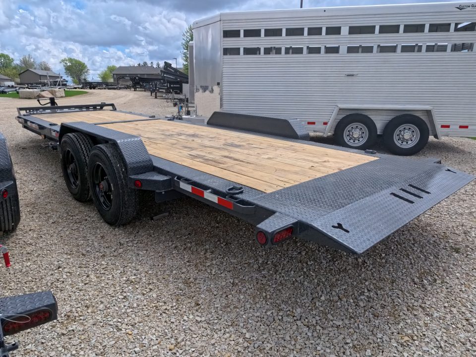 New 2026 Iron Bull 83x20 EWB Equipment Trailer, 2) 7K Straight Axles with 2 Elec. Fwd. Adj. Brakes -3' Self Cleaning Dove Tail w/ Rampage Ramps