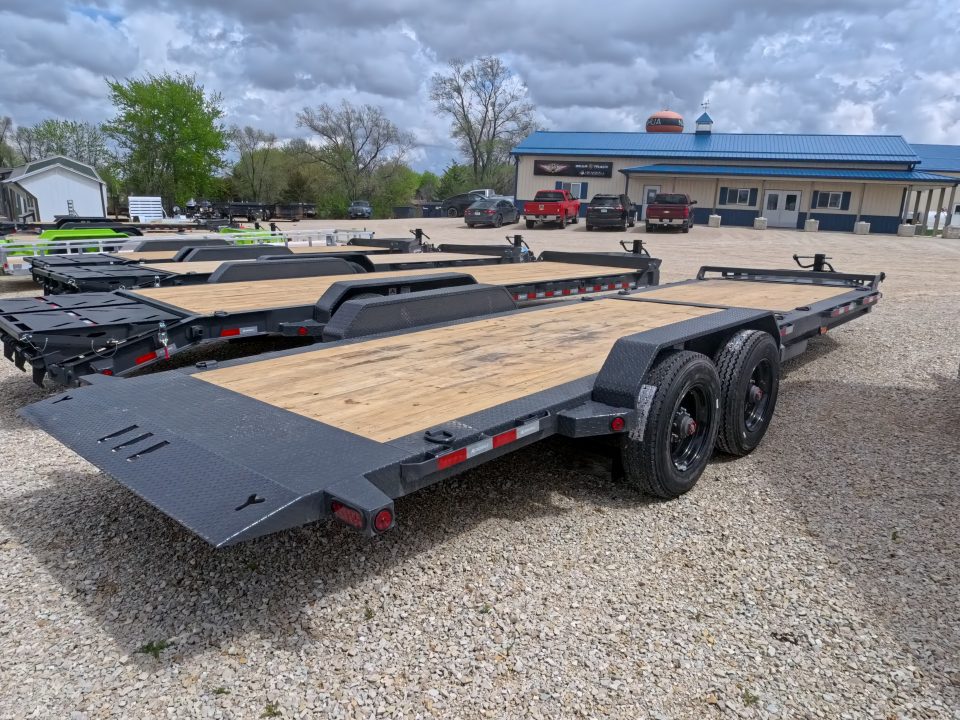 New 2026 Iron Bull 83x20 EWB Equipment Trailer, 2) 7K Straight Axles with 2 Elec. Fwd. Adj. Brakes -3' Self Cleaning Dove Tail w/ Rampage Ramps