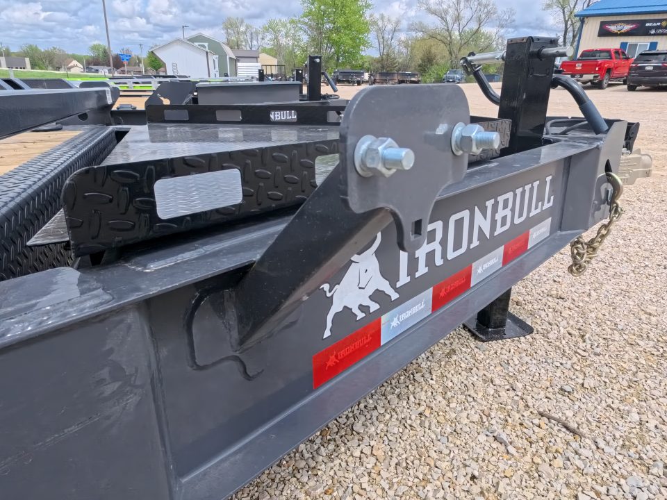 New 2026 Iron Bull 83x20 EWB Equipment Trailer, 2) 7K Straight Axles with 2 Elec. Fwd. Adj. Brakes -3' Self Cleaning Dove Tail w/ Rampage Ramps