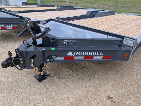 New 2026 Iron Bull 83x20 EWB Equipment Trailer, 2) 7K Straight Axles with 2 Elec. Fwd. Adj. Brakes, 3' Self Cleaning Dove Tail w/ Rampage Ramps