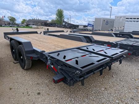 New 2026 Iron Bull 83x20 EWB Equipment Trailer, 2) 7K Straight Axles with 2 Elec. Fwd. Adj. Brakes, 3' Self Cleaning Dove Tail w/ Rampage Ramps