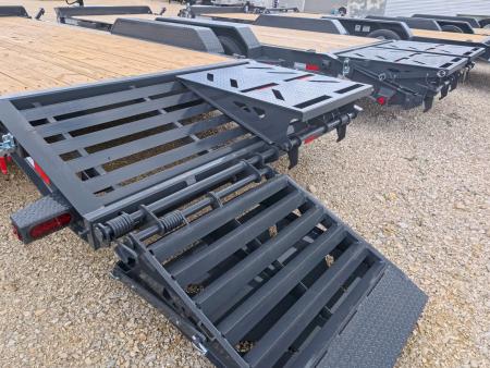 New 2026 Iron Bull 83x20 EWB Equipment Trailer, 2) 7K Straight Axles with 2 Elec. Fwd. Adj. Brakes, 3' Self Cleaning Dove Tail w/ Rampage Ramps
