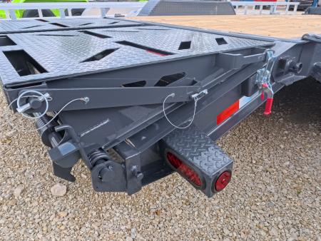 New 2026 Iron Bull 83x20 EWB Equipment Trailer, 2) 7K Straight Axles with 2 Elec. Fwd. Adj. Brakes, 3' Self Cleaning Dove Tail w/ Rampage Ramps