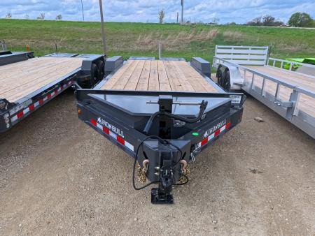 New 2026 Iron Bull 83x20 EWB Equipment Trailer, 2) 7K Straight Axles with 2 Elec. Fwd. Adj. Brakes, 3' Self Cleaning Dove Tail w/ Rampage Ramps