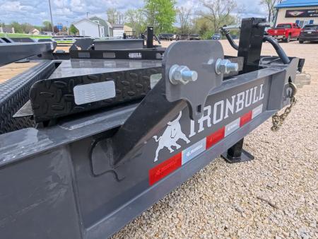 New 2026 Iron Bull 83x20 EWB Equipment Trailer, 2) 7K Straight Axles with 2 Elec. Fwd. Adj. Brakes -3' Self Cleaning Dove Tail w/ Rampage Ramps