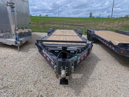New 2026 Iron Bull 83x20 EWB Equipment Trailer, 2) 7K Straight Axles with 2 Elec. Fwd. Adj. Brakes -3' Self Cleaning Dove Tail w/ Rampage Ramps