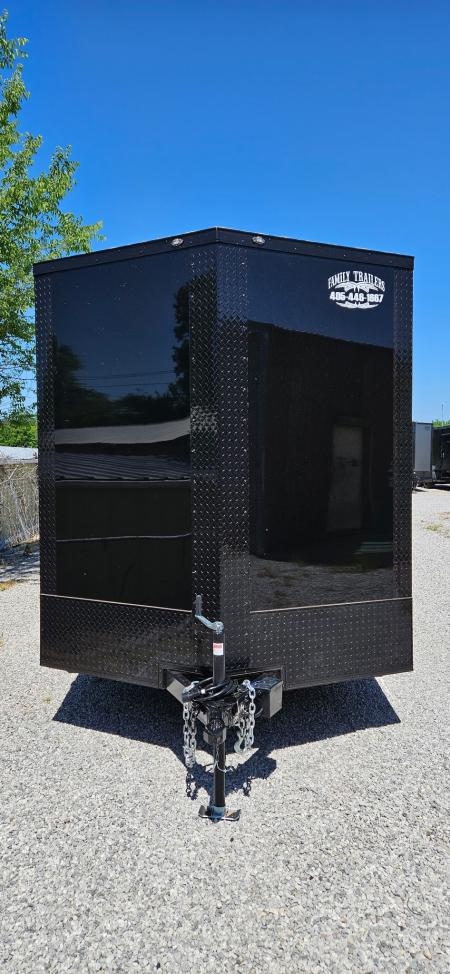 New 2026 Family Trailer 7x16 Tandem Axles Cargo / Enclosed Trailer- Screwless Exterior- Blackout Pkg- Rear Spoiler- HD Axles