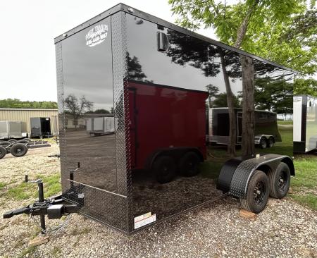New 2026 Family Trailer 7x14 Tandem Axles Cargo / Enclosed Trailer- Screwless Exterior- Blackout Pkg.- Rear Spoiler- HD Axles