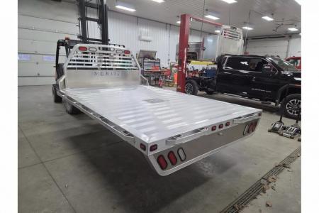 New Moritz International TBA8-114 DRW 84'' CA DRW ALUMINUM Flatbed w/Trap Door and Gooseneck Hitch Plate