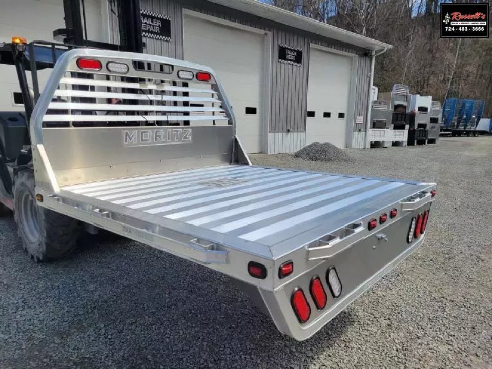 New Moritz International TBA7-7 SRW ALUMINUM 6.5' Flatbed w/Trap Door and Gooseneck Hitch Plate