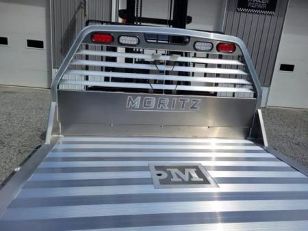 New Moritz International TBA7-7 SRW ALUMINUM 6.5' Flatbed w/Trap Door and Gooseneck Hitch Plate