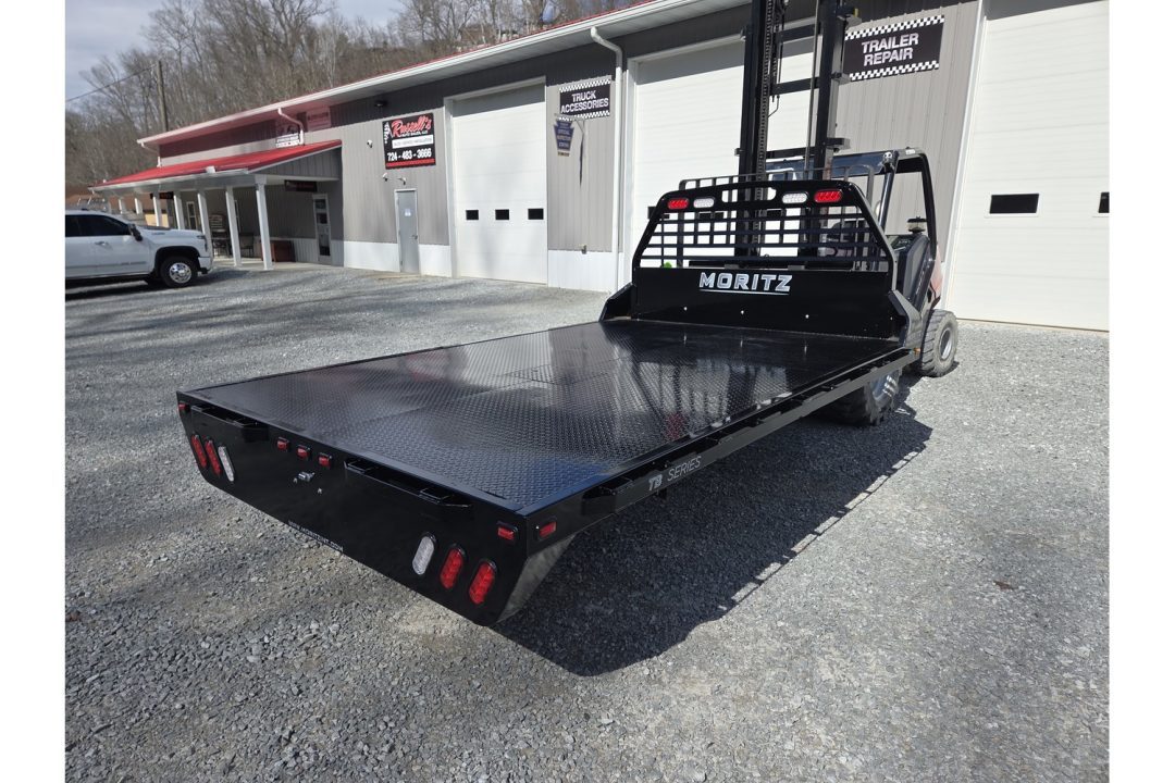 New Moritz International TB8-114 84'' CA DRW Flatbed w/Trap Door and Gooseneck Hitch Plate