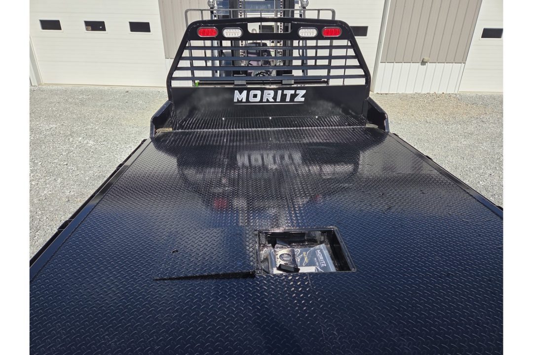 New Moritz International TB8-114 84'' CA DRW Flatbed w/Trap Door and Gooseneck Hitch Plate