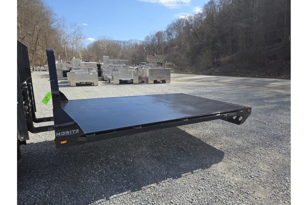 New Moritz International TB8-114 84'' CA DRW Flatbed w/Trap Door and Gooseneck Hitch Plate