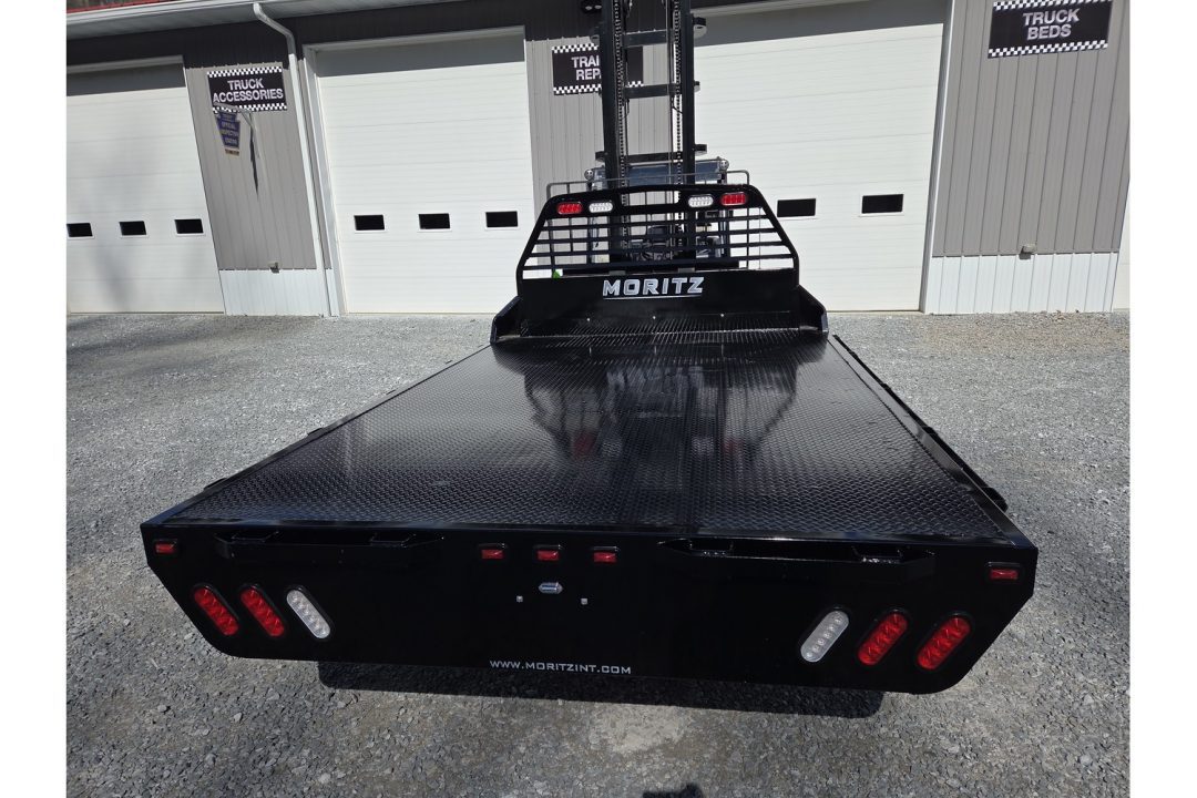 New Moritz International TB8-114 84'' CA DRW Flatbed w/Trap Door and Gooseneck Hitch Plate