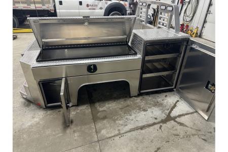 New Martin Truck Bodies Aluminum Gooseneck Service Body DRW 8' Diamond Tread * Interior Lights * Clear Lens * Back Window Cu