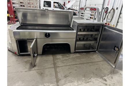 New Martin Truck Bodies Aluminum Gooseneck Service Body DRW 60" CA Cab and Chassis Diamond Tread