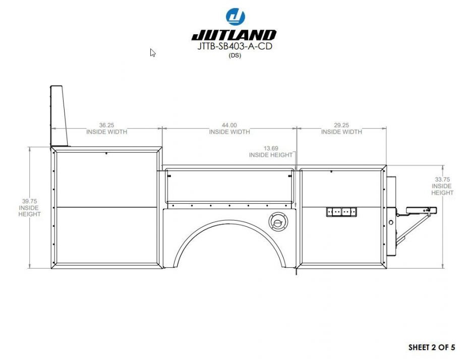New Jutland Aluminum Gooseneck Service Body 60'' CA DRW