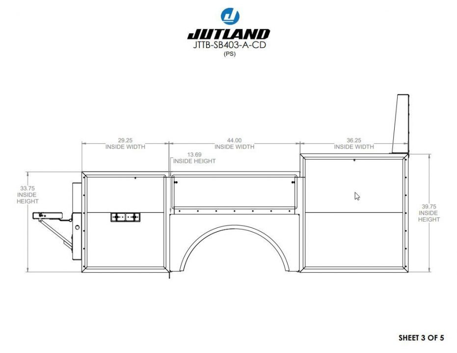 New Jutland Aluminum Gooseneck Service Body 60'' CA DRW